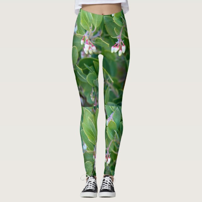 Legging manzanita branca floresce verde (Frente)