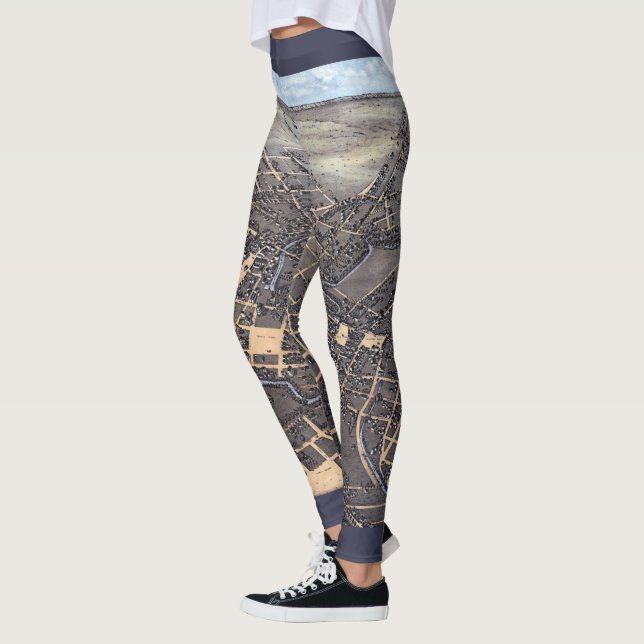 Legging Mapa Aéreo Antigo da Cidade de San Antonio, Texas, (Esquerda)