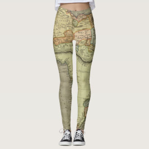 Legging Mapa antigo antigo inspirado