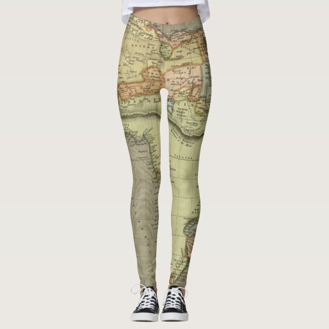 Legging Mapa antigo antigo inspirado (Frente)
