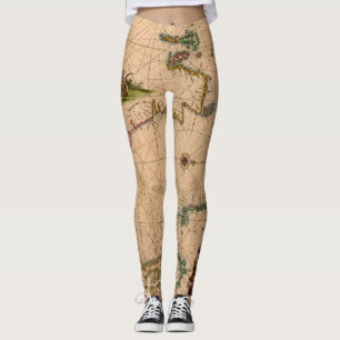 Legging Mapa antigo antigo inspirado (1)