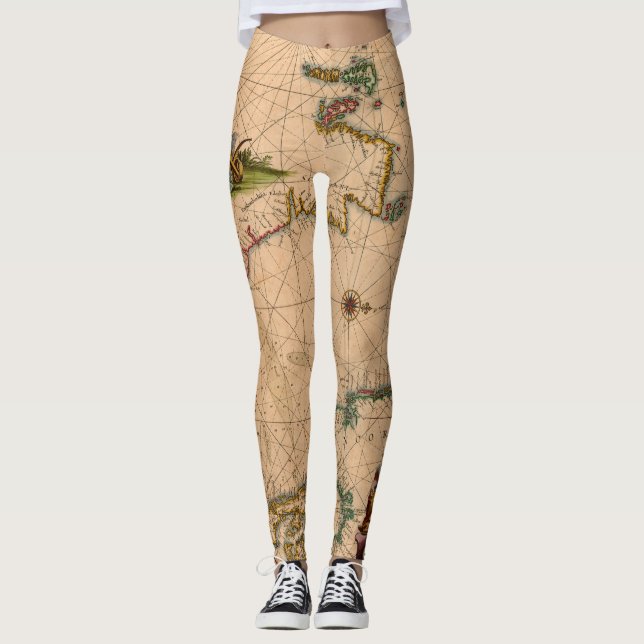 Legging Mapa antigo antigo inspirado (1) (Frente)