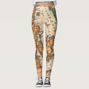 Legging Mapa antigo antigo inspirado (10)