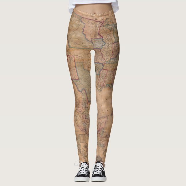 Legging Mapa antigo antigo inspirado (13) (Frente)