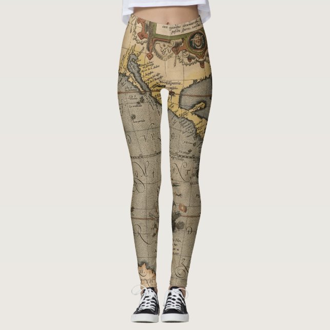 Legging Mapa antigo antigo inspirado (14) Bagagem (Frente)