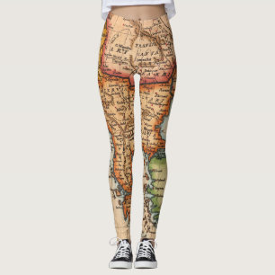 Legging Mapa antigo antigo inspirado (2)