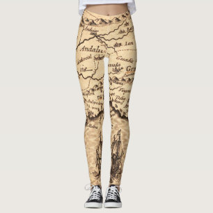 Legging Mapa antigo antigo inspirado (3)