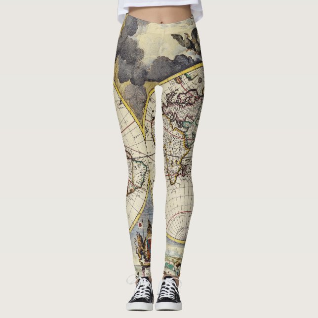 Legging Mapa antigo antigo inspirado (4) (Frente)