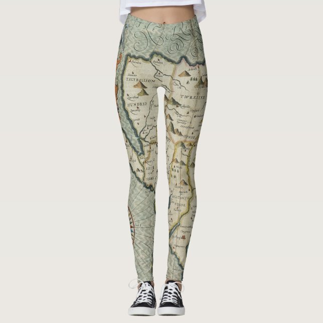 Legging Mapa antigo antigo inspirado (7) (Frente)