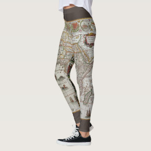 Legging Mapa Antigo do Mundo Antigo da África por Blaeu, c