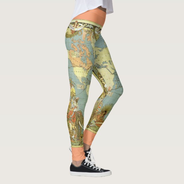 Legging Mapa Antigo do Mundo do Império Britânico, 1886 (Direita)