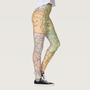 Legging Mapa Antigo dos Estados Unidos Ocidentais