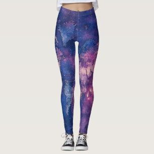 Legging Mapa Celestial Mundial Vintage Roxo Real