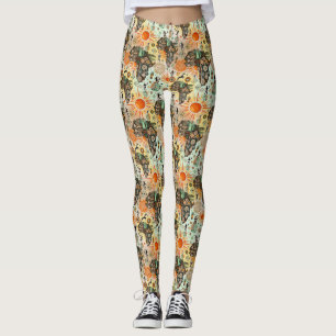 Legging Mapa da África Padrão de Elementos Tribais Decorat