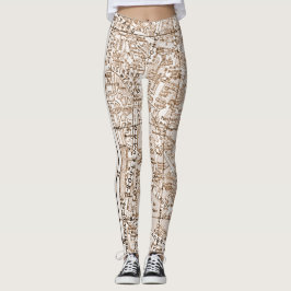 Legging Mapa de ruas antigo de Paris