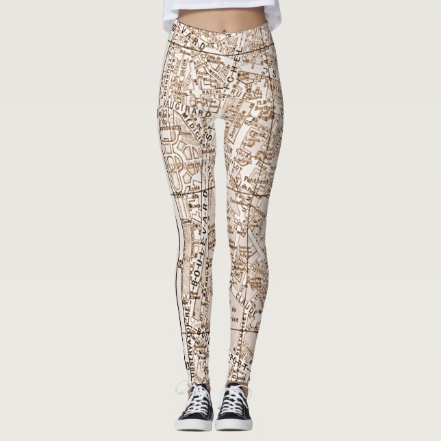 Legging Mapa de ruas antigo de Paris (Frente)