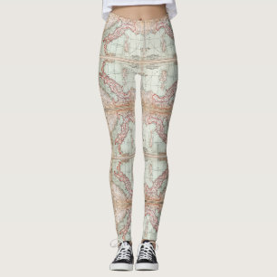 Legging Mapa de Velho Mundo de caneleiras de Italia