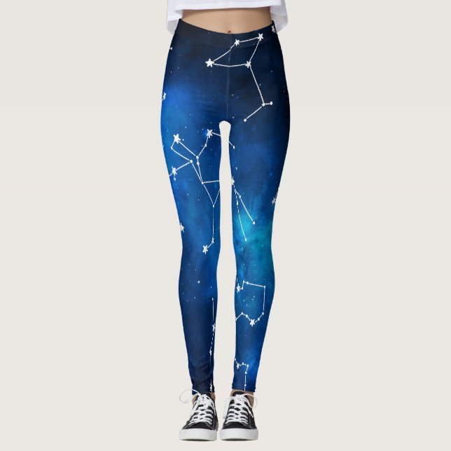 Legging Mapa do Céu Constelação Amante da Astronomia (Frente)