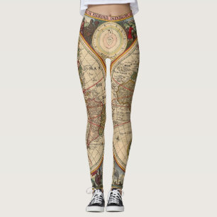 Legging Mapa do Mundo Antigo de Nicolaas Visscher