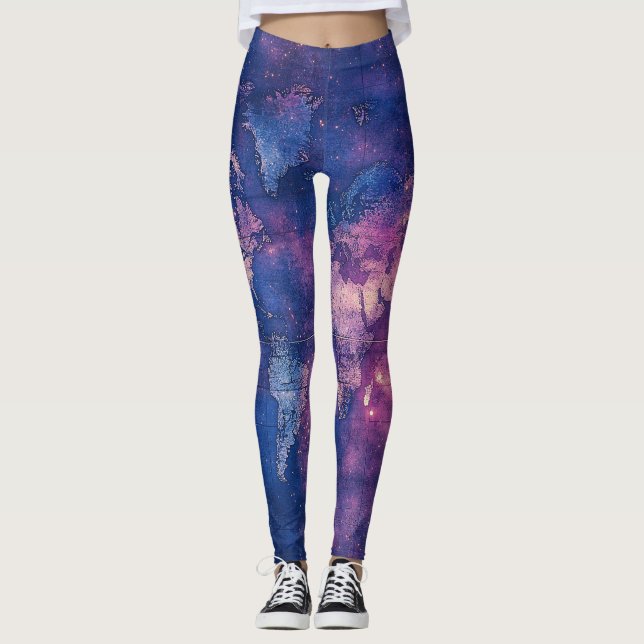 Legging Mapa do Mundo Celestial Roxo (10) (Frente)