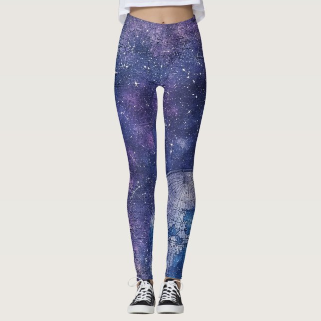 Legging Mapa do Mundo Celestial Roxo (12) (Frente)