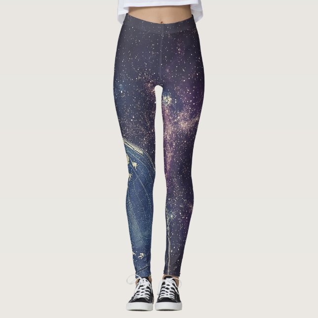 Legging Mapa do Mundo Vintage Celestial (1) (Frente)