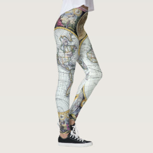 Legging Mapa Mundial Antigo, Atlas Maritimus por John Sell
