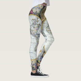 Legging Mapa Mundial Antiquado, Atlas Maritimus por John S