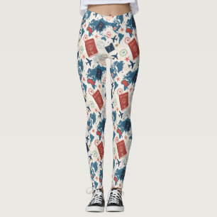 Legging Mapa Mundial de Viagem Padrão