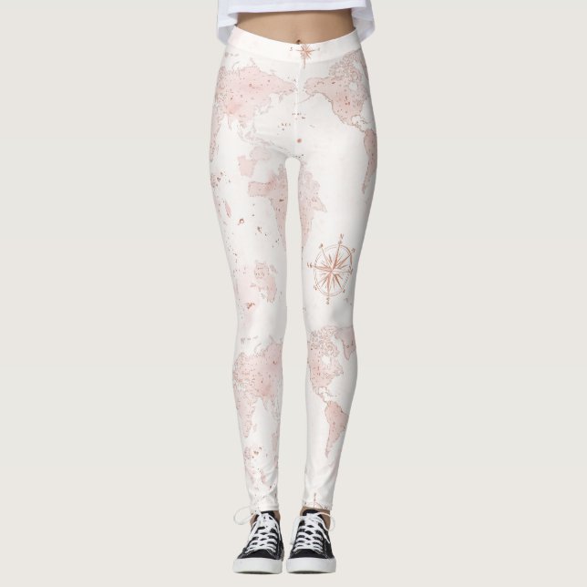 Legging Mapa Mundial Rosa (Frente)