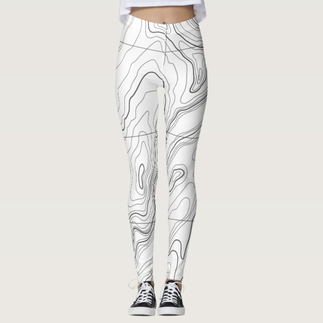 Legging Mapa Topográfico ao Exterior Legendas de Mulheres (Frente)