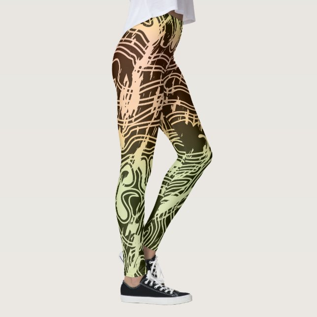 Legging Mapa Topográfico de Contorno de Gradiente Quente (Direita)