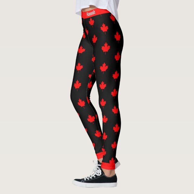 Legging Mapeamento canadense em vermelho e preto (Esquerda)