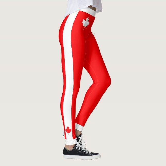 Legging Mapeamento Canadiano em Vermelho e Branco (Direita)