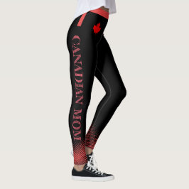 Legging Mapeamento vermelho com MOM canadense em texto ros