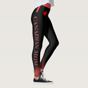 Legging Mapeamento vermelho com MOM canadense em texto ros