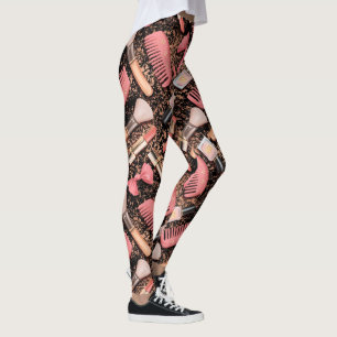 Legging Maquiagem Cor-de-Rosa Padrão de Brilho de Cosmétic