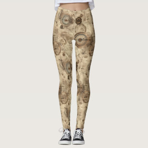 Legging Maquinaria Steampunk Vitoriana Marrom Sépia