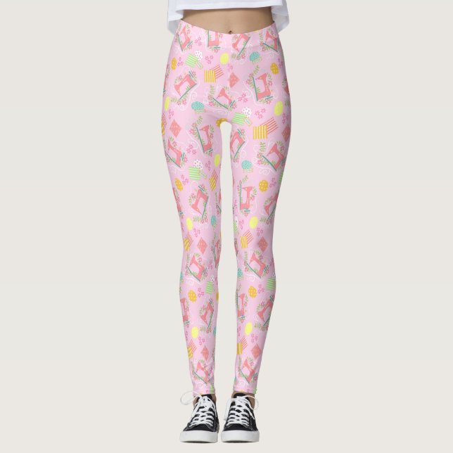 Legging Máquinas De Costura Rosa (Frente)