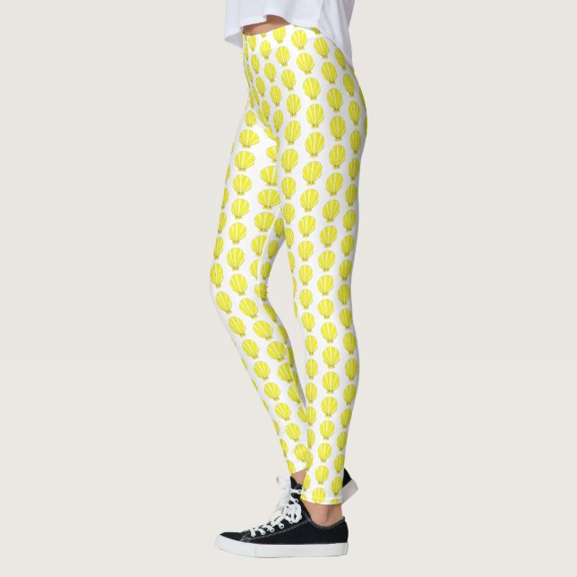 Legging Mar Amarelo Shell Seashell Beach Ocean (Esquerda)