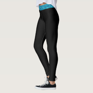Legging Maravilhas Azuis Personalizadas - Folhas Pretas de