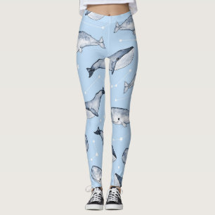 Legging Maravilhas de Baleia: Céu Estrelado de Aquarela