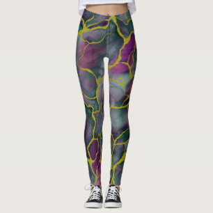 Legging Marble Blues Moody e Veias Douradas