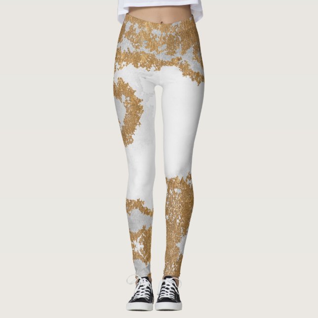 Legging Marble branco e Dourado (Frente)