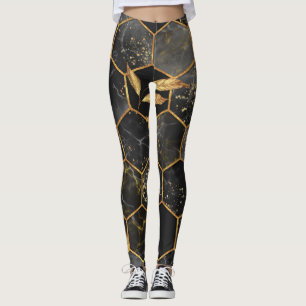Legging Marble Hexagon, Ouro Deixa Textura.