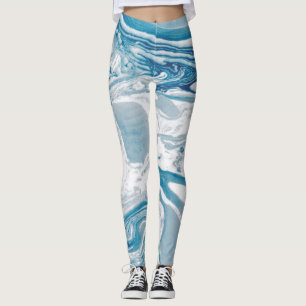 Legging Marble Moderno Branco e Azul