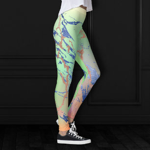 Legging Marble vívido Coloração aquosa colorida do Pas