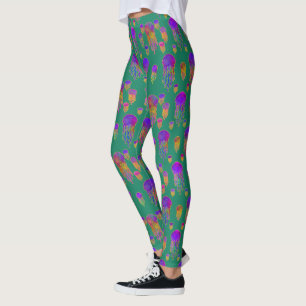 Legging Marcha abaixo da água dançando arco-íris Mar Verde