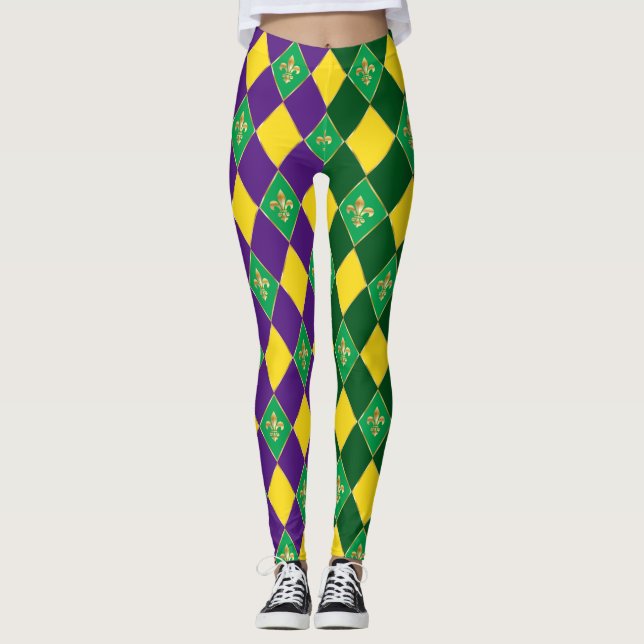Legging Mardi Gras Carnaval de Fleur de Lis Diamond Harleq (Frente)