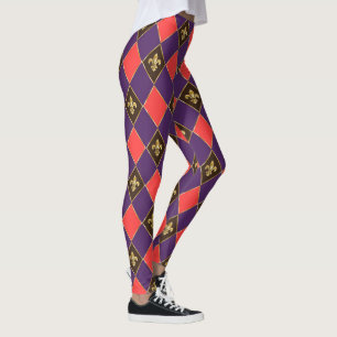 Legging Mardi Gras - Carnaval Fleur de Lis Diamond Decore